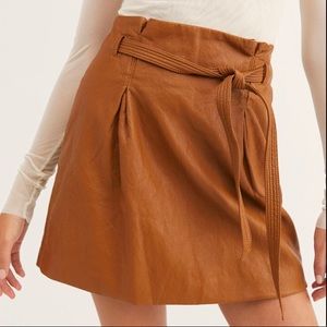 Faux Leather Paper Bag Skirt